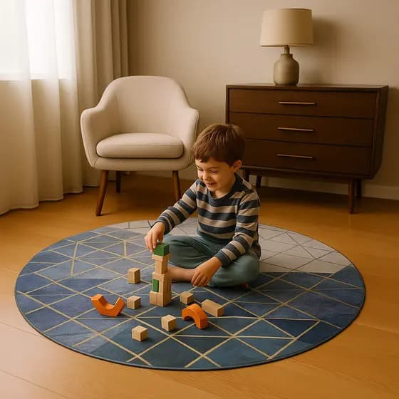 Tapete Redondo Antiderrapante Veludo Premium Cristal 160cm Sala Quarto Decoração Escritório Casa