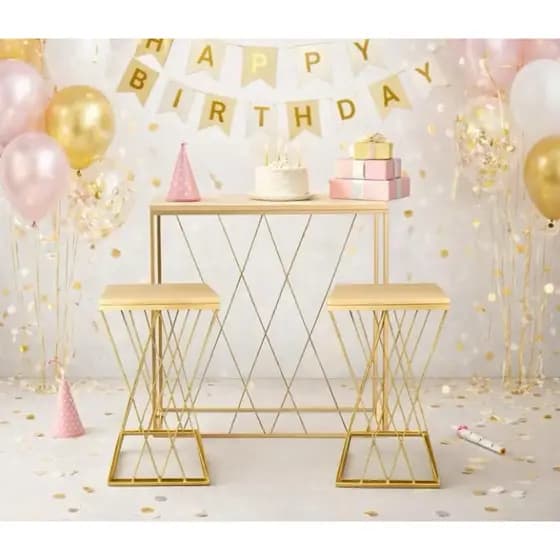 Kit de Mesa Treliça Dourada com 3 Peças 1 Grande e 2 Pequenas Decoração Festa