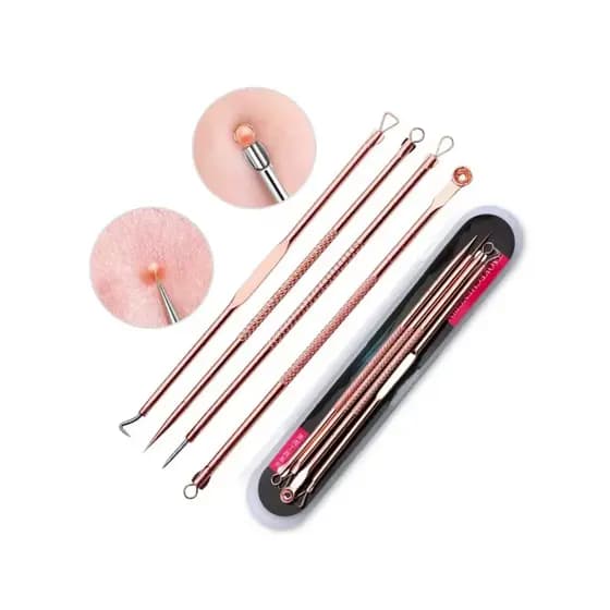 Kit Extrator de Cravos e Espinhas Profissional Inox com Estojo – Limpeza de Pele
