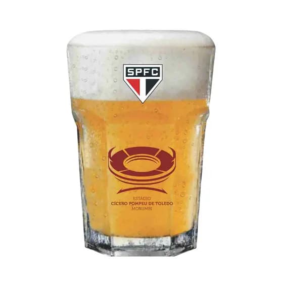 Copo de Cerveja Chopp Vidro São Paulo Morumbi 400ml Tricolor Transparente