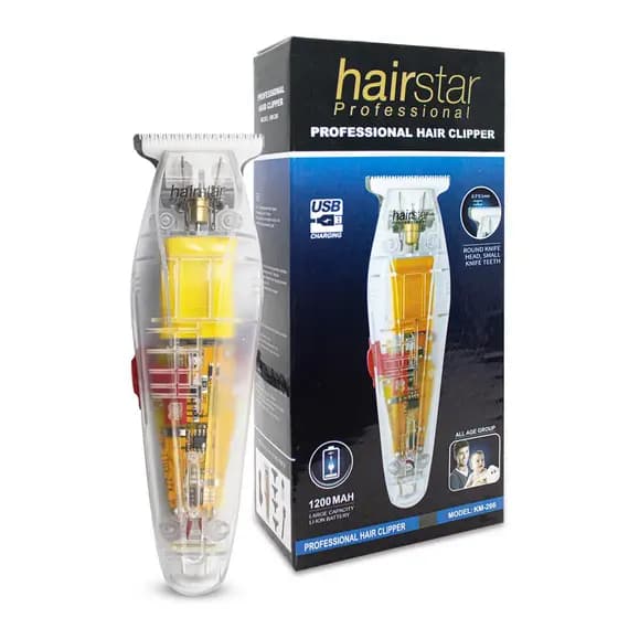 Máquina Maquininha Acabamento Cabelos Barba Barbeiro Cabeleireiro Transparente Hairstar KM-266