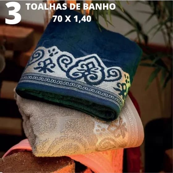 Kit Jogo 3 Toalhas De Banho Linha Luxo Prime Istambul - 70x1,40 400 G/m2 100% Algodão - Alta Qualidade