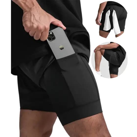 Shorts Masculino 2 em 1 Ideal Para Todos os Esportes Com proteção Uv+20