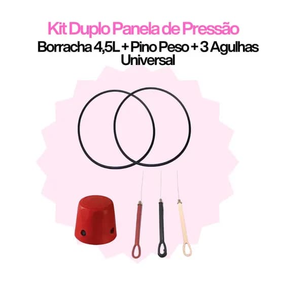 Kit Panela de Pressão Borracha 4,5L + Pino Peso + 3 Agulhas Top