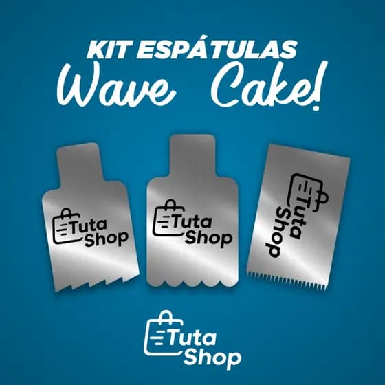 Kit espátulas decorativas Wave Cake em aço inox kit espátulas em inox