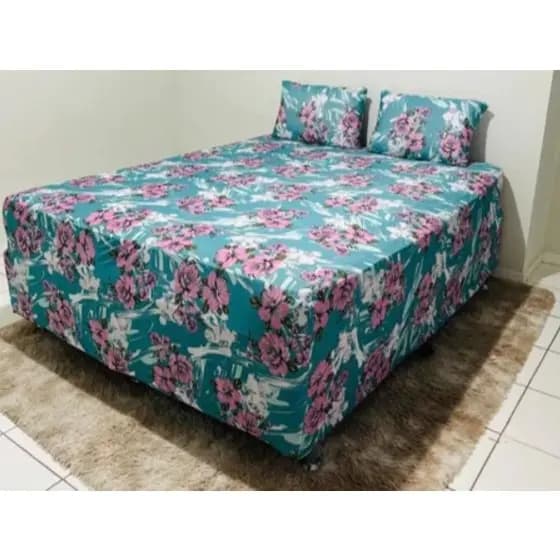 JOGO DE LENÇOL COBRE TUDO ESTAMPADO BOX CONJUGADO CASAL 3 PEÇAS (LENÇOL LUVA )