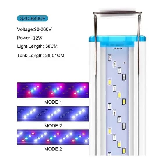 Luminária Aquário Plantado Led 12w 38cm A 50cm 3cores Bivolt