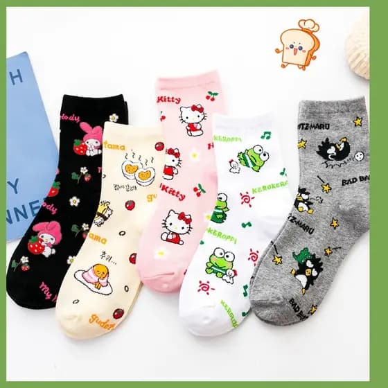 1 Par Meias Sanrio Hello Kitty Melody Gudetama De Sapo