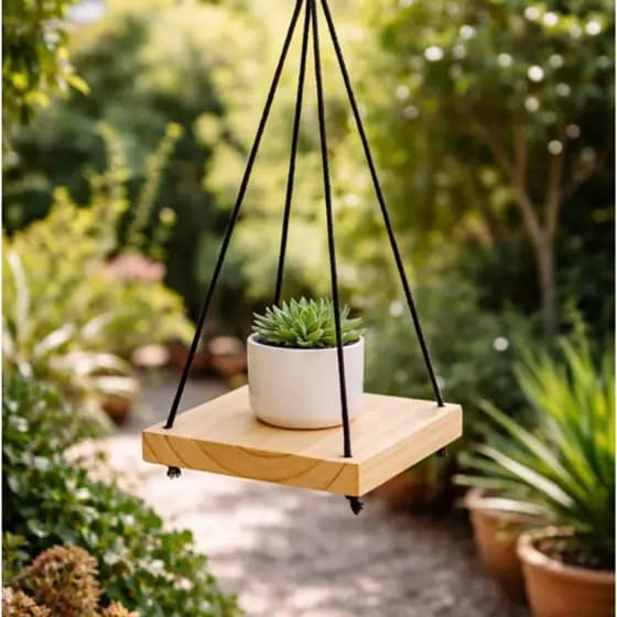Mini prateleira suspensa para jardins prateleira madeira pinus estilo industrial decoracao