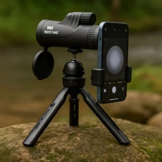 Luneta Telescópica com Tripé Portátil Visualizar Distância Zoom Longo Alcance Adaptador Celular