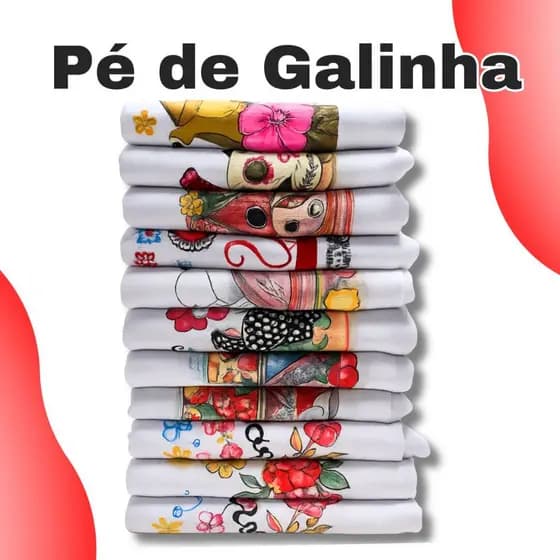 Kit Pano de Prato Pé de Galinha Grande 100% Algodão Estampado com Bainha Reforçada – Secagem Rápida