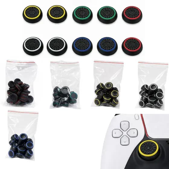 Kit com 125 Grips Protetor Analógico Borrachinha Gamer Atacado Lojista compatibilidade Universal Diversas Cores