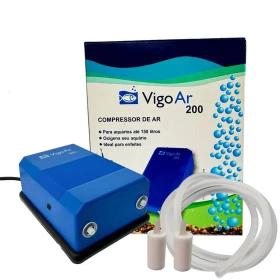 Compressor De Ar Vigoar 200 Aquário 150l kit completo