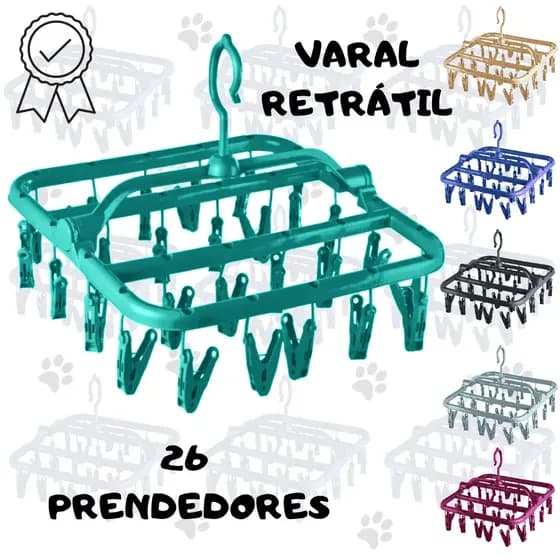 Varal Roupas Íntimas Varal de Apartamento 26 Prendedores Varal de Calcinha Meias Cuecas Dobrável
