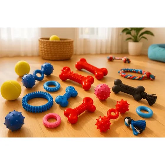 Kit 5 Brinquedos Pet para Cachorros de Pequeno Porte Ossinhos Bolinhas Pet