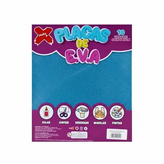 Eva Glitter Make+ 40X48 Azul Celeste C/10-9693