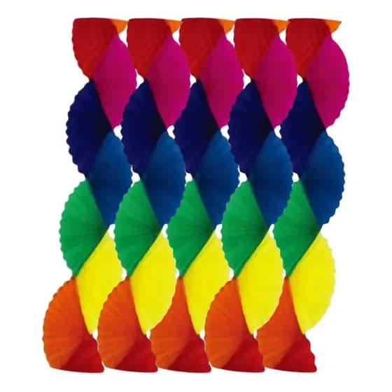 Kit 5 Faixas Leque Ondas Coloridas Para Decoração De Festa Colorido Leque De Ondas
