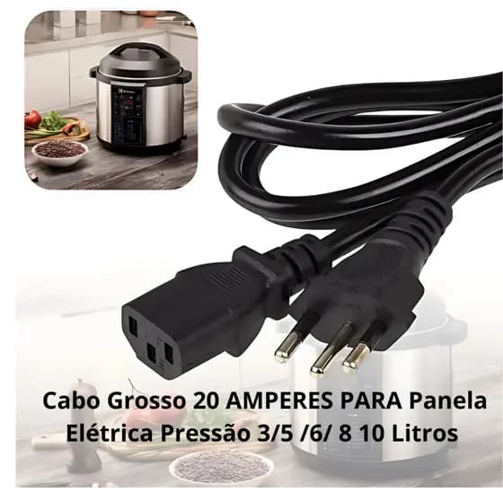 Cabo Grosso Panela Elétrica Pressão Arroz 5 /6/ 8 10 / 12 Litros Cabo 20A Suporta mais Temperatura