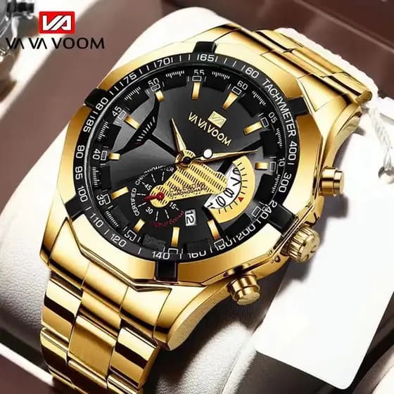 Relógio de pulso quartzo impermeável para homens, relógio esportivo de ouro, moda luxo, marca superior, casual, viagem,