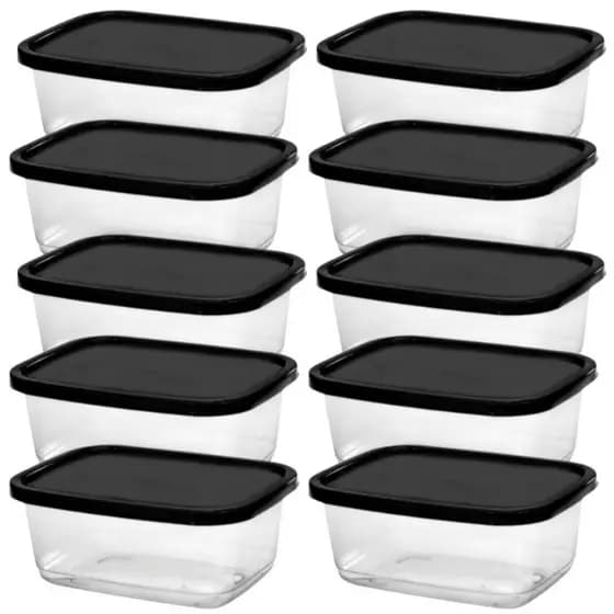 Kit de Potes de 500ml Transparente com tampa, Marmita Fitness Organizador de alimentos BPA Free