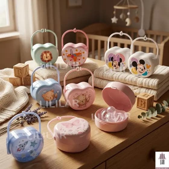 Porta Chupeta de Plástico para Bebê com Tampa Trava e Alça