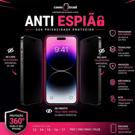 Película de Proteção Guardian Pro Privacidade Anti Espião Para iPhone 17 ao 17 Pro Max Anti Spy
