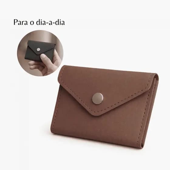 Carteira Feminina Porta Documentos em Couro Sintético Marrom