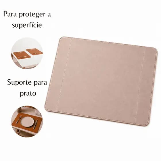 Jogo Americano em Couro Sintético Bege Escuro