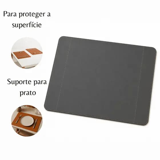 Jogo Americano em Couro Sintético Cinza Escuro