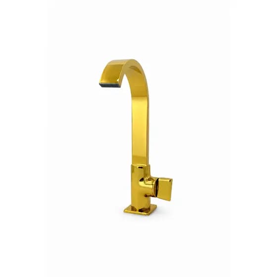 Torneira Para Lavatorio De Mesa Dourado 1/4 De Volta Samer