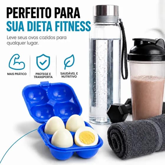 Case Rígida Porta Ovos Camping Crossfit Azul 4 Ovos Tranportar Ovos Sem Quebrar
