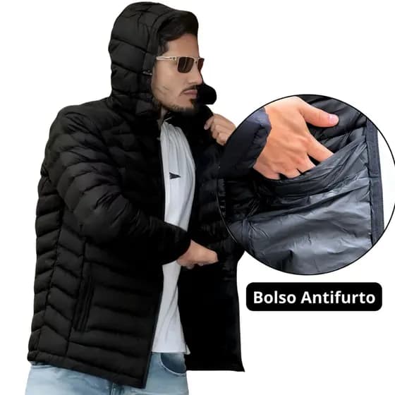 Jaqueta Puffer Bobojaco Corta Vento Impermeável Reforçada Acolchoada Nylon Inverno Intenso