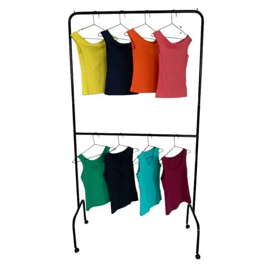 Cabideiro Para Roupas Duplo Com Rodízio - Preto - Ninos