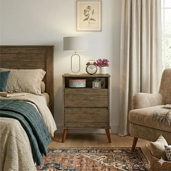 Criado Mudo Mesa De Cabeceira Luxo Retrô Vintage Pé Palito Decorativo Premium Canela
