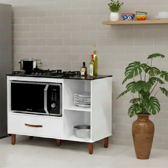 Suporte Para Cooktop Balcão de Cozinha e Organizador de Eletrodomésticos Branco