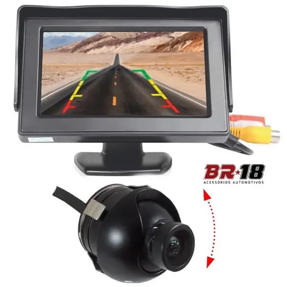 Kit Tela / Monitor Veicular Lcd 4.3'' Dvd + Câmera de ré Tartaruga Ajustável