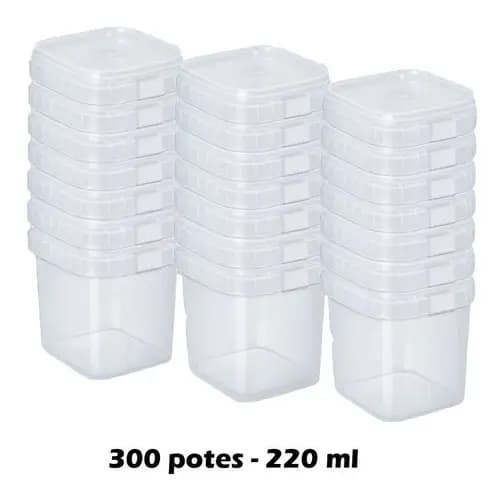 Potes Quadrados Bolo No Pote Lacre Plástico 220ml -300 Unid.