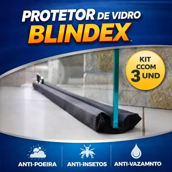 Kit 3 Protetores Veda Porta Vidro Blindex 50 Cm Até 2,10 cm Metros Todos Os Tamanhos Contra Insetos