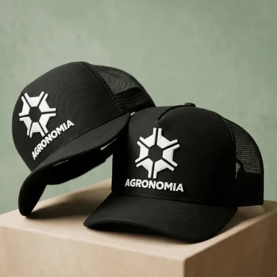 Boné Trucker Agronomia Telinha Respiravel Masculino Feminino Bordado Aba Curva Ajustavel Snapback Estilo Agro Original