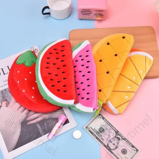 Linda Carteira em Forma de Melancia com Zíper, Bolsa de Moedas em Forma de Fruta, Pequena Bolsa de Armazenamento para Mu