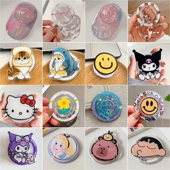 Suporte Para Telefone De Atração Magnética Chute Dying Color Flowers Smile Kuromi Bread Cat Hello Kitty