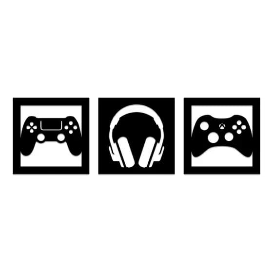 Kit decorativo 3 placas setup quarto gamer