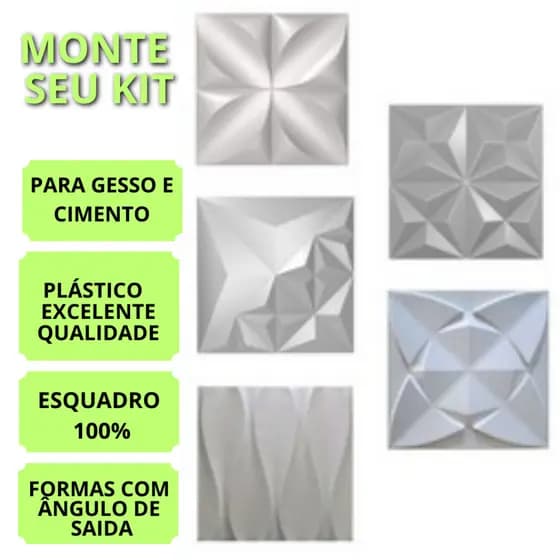 KIT 5 Formas Para Revestimento em Gesso 3d