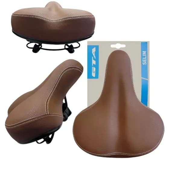 Kit Selim Banco Couro 2 Molas Morrom Bicicleta Retro Vintage Bike