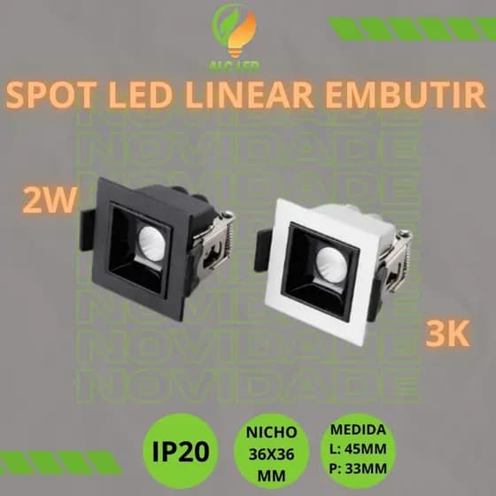SPOT LED LINEAR EMBUTIR 3K PRETO OU PRETO COM BRANCO