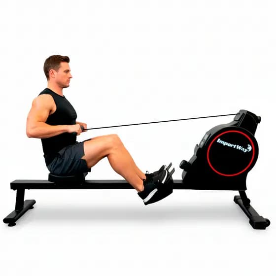 Aparelho Simulador de Remo Fitness IWF020 Portátil Treino Completo com Monitor Digital Suporta até 150kg - Importway