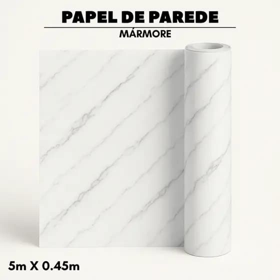 Papel Adesivo Decorativo Mármore 5m x 0,45m Impermeável Vinil Revestimento Móveis e Parede