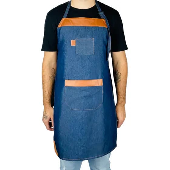 Avental Jeans Com Bolso Cozinha Bar Jardinagem Cor Azul gourmet