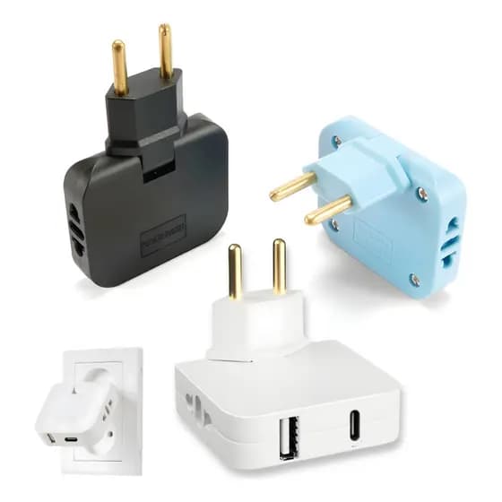 Benjamin T Articulado Tomada Universal 10a 2 Entradas Adaptador Com Usb C Usb Carregamento Rápido