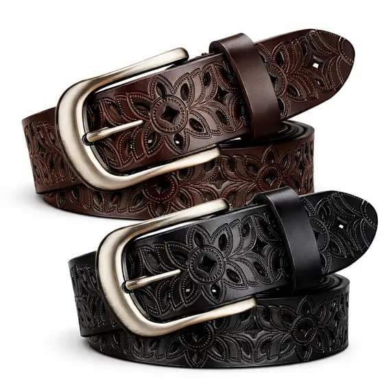 Cinto Unissex Elegante com Fivela de Pino, Design Decorativo Vazado, Versátil para Calças